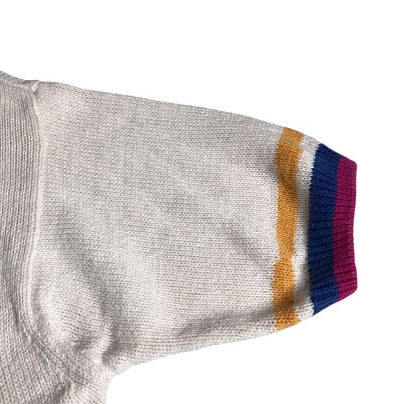 Vintage Levis Sweater Womens Small Floral Oversized Knit Short Sleeve 80s 90s - Picture 11 of 13